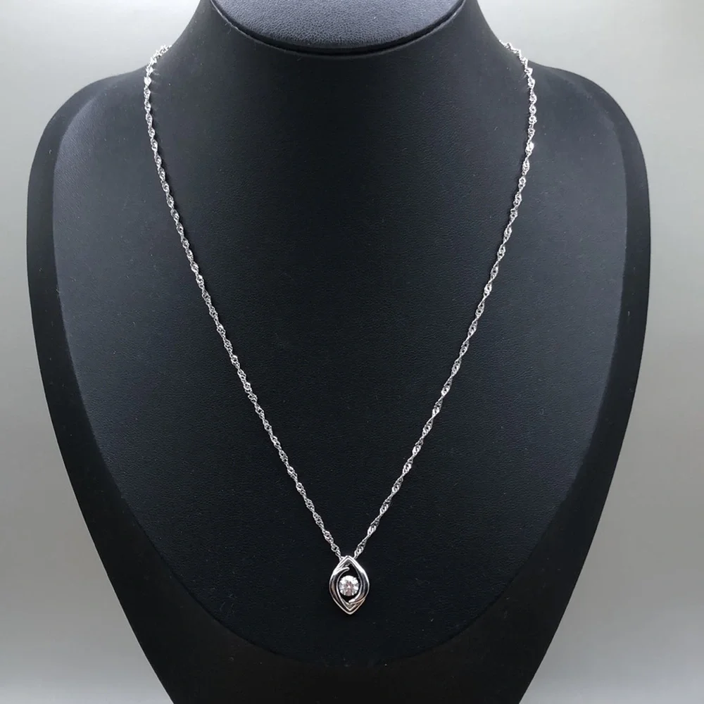 Vintage PCT Swivel Sterling Silver  925 Necklace CZ Pendant Fine Jewelry Classic
